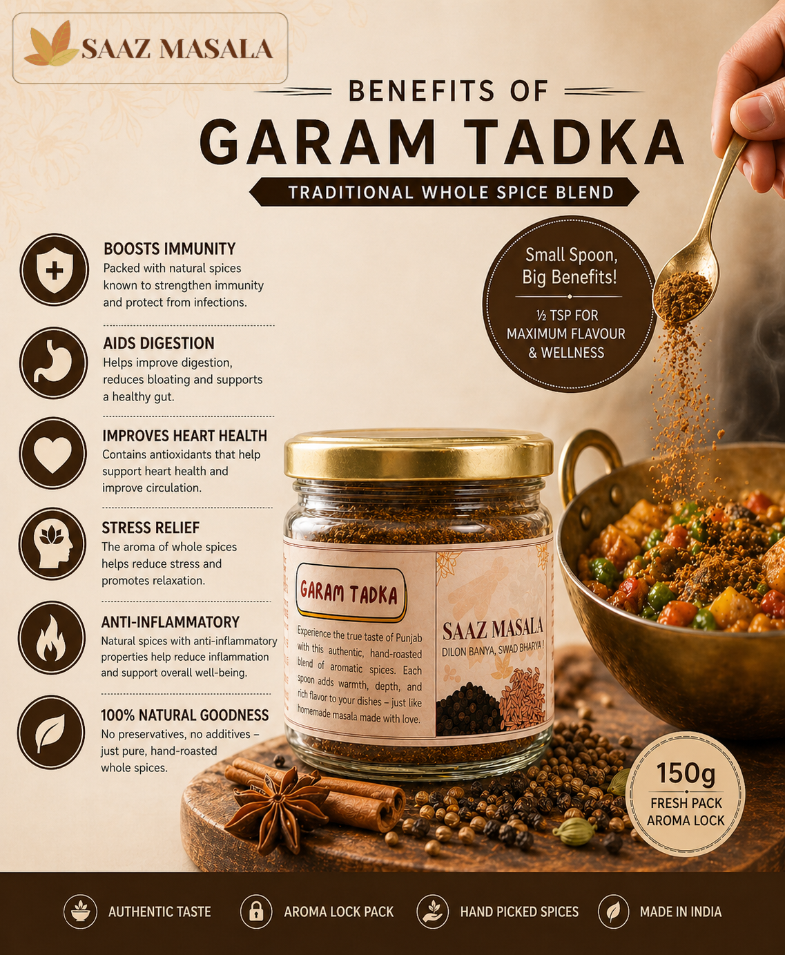 Garam Tadka | Premium Handpicked Garam Masala | 150g